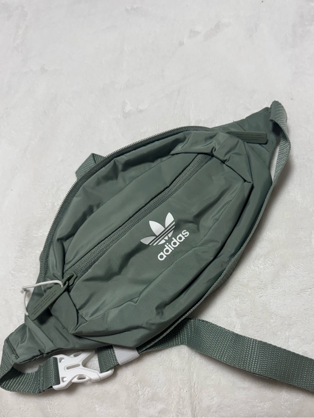 adidas Originals sage green belt bag with Trefoil logo